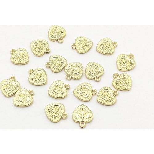 New Arrival! 12x11mm 50pcs 18K Real gold plating Heart Charm for Handmade Jewelry Earring DIY Parts,Jewelry Accessories Findings