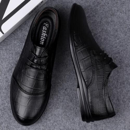 New Genuine Leather Mens Shoes Spring Autumn Daily Casual Lace-up Cowhide Mens Oxford Business Office Shoes Men Evening Dresses