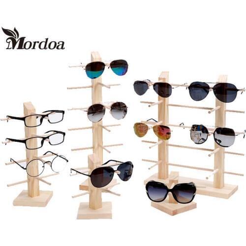 Mordoa New 10/8/6/5/4/3/2/1 Pair Eyeglasses Sunglasses 3d Glasses Display Stand Rack Holder Shelf Wood square Base Show Frame