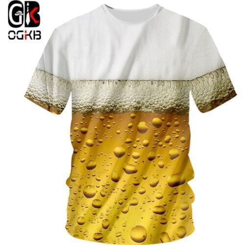 OGKB Summer Tops Unisex Hiphop Fitness Casual Tee Shirts Women/mens Print Fresh Beer 3D T-shirt O Neck Tee Shirts Plus Size 7XL