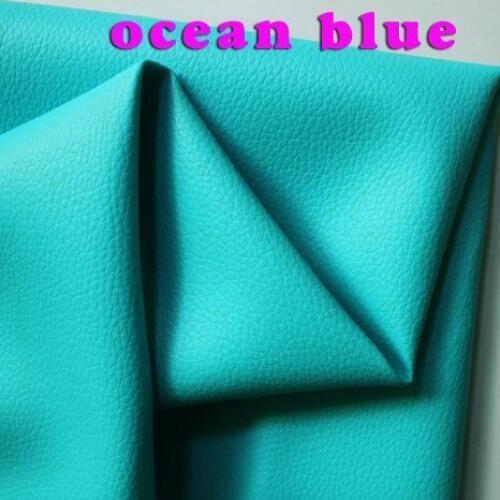 Ocean Blue Small Lychee PU Leather Faux Leather Fabric PU Artificial Leather Upholstery Leather BY THE YARD FREE SHIPPING