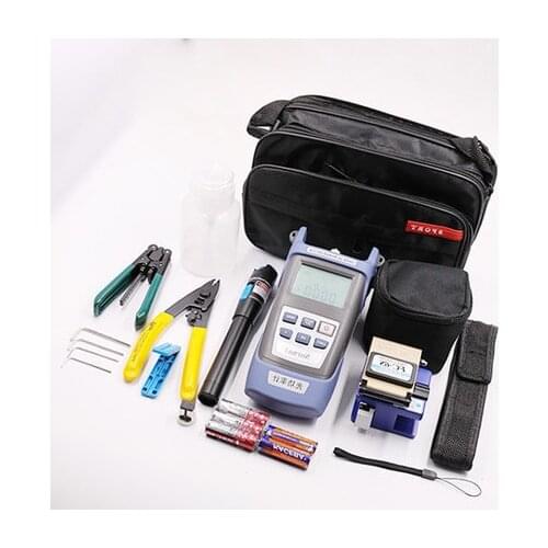 Fiber Optic FTTH Tool Kit with Fibra Optica Power Meter Visual Fault Locator Fiber Cleaver FC-6S Millers Plier Stripper