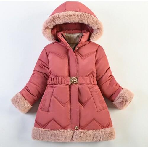 New Winter Girls Parkas Warm Down Jacket Childrens Hooded Coat Solid Jacket for Girls 3-8 Years Old Fashion Windproof Outerwear