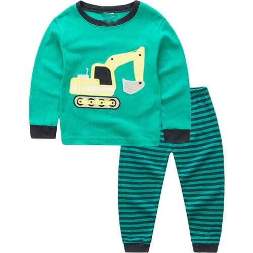 TUONXYE Children Pajamas Excavator Car Pyjamas Set Kids Pijama Infantil Boys Nightwear Cotton Girls Long Sleeve Sleepwear Suit