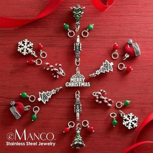 EManco Stainless Steel Accessories Christmas series Pendants for Jewelry Making Retro Charms Bracelet DIY Waterproof Necklace