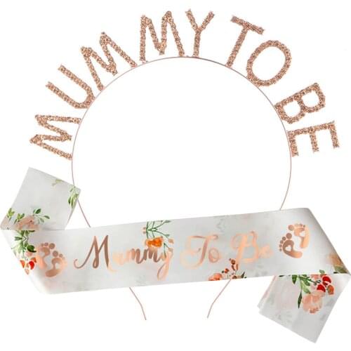 Mommy To Be MOM TO BE Sash Hair Band DIY Gender Reveal Party Disposable Tableware Decorations Baby Shower Party Supplies