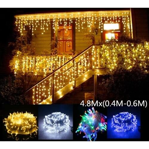 Christmas Lights Garland LED Curtain Icicle String Light 220V 4.5m 100Leds Street Garland Indoor Drop Outdoor Decorative Light