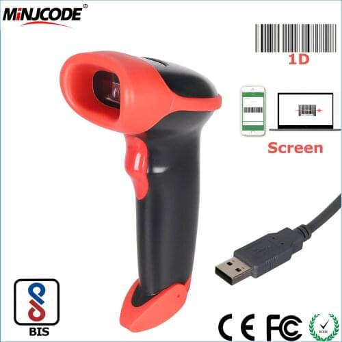 Handheld 1d Wired CCD Reader Barcode Scanner Support Read Screen Code MJ2816