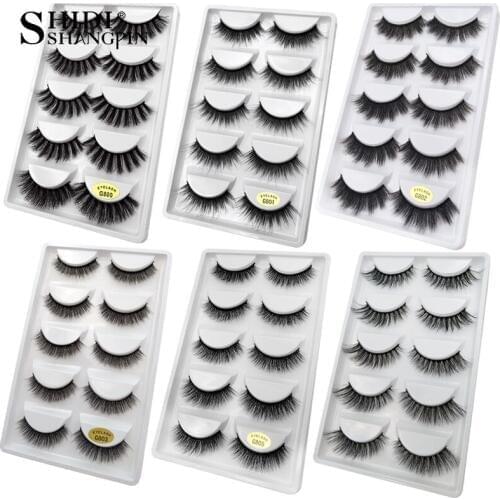 SHIDISHANGPIN 5 pairs mink eyelashes natural 3d mink lashes mink false lashes false eyelashes full strip lashes cilios faux cils