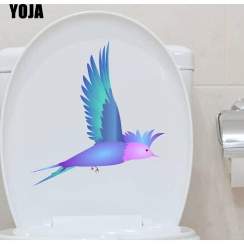 YOJA 23.2X24.8CM Funny Cartoon Toilet Decal Wall Sticker Home Decoration Colourful Birds T3-1184