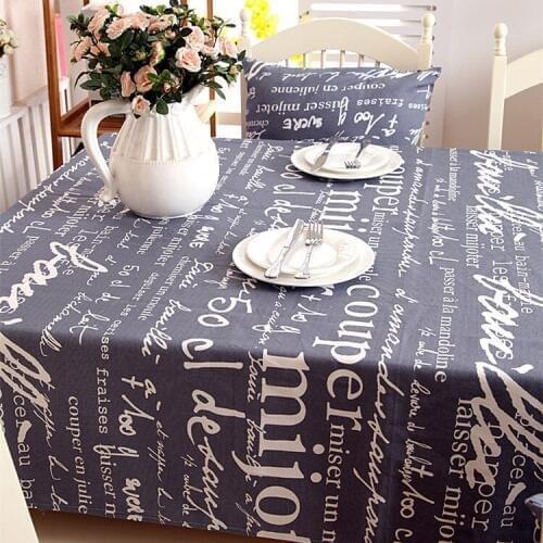 Modern minimalist fashion table cloth cotton thickened canvas gray English letter table cloth