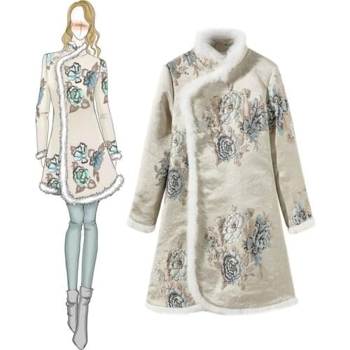 Plus Size S-2XL Traditional Chinese Dresses Cheongsam Embroidered Floral Long Qipao Dress Casual Tang Costume Lady Banque Qipao