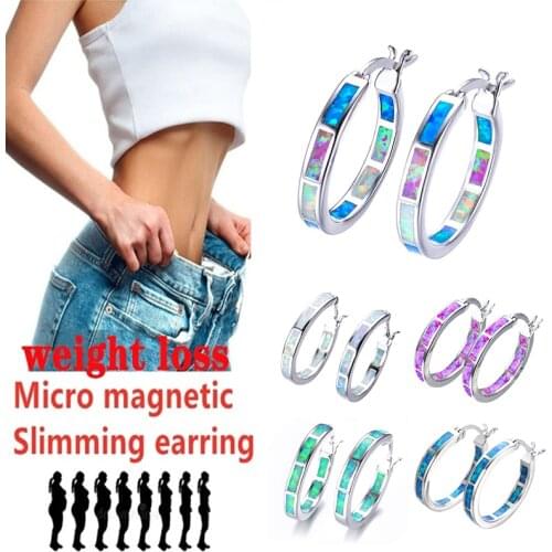 1 Pair of Stylish Chakra Stainless Steel Health Weight Loss Ring Earrings Ladies Earrings weight loss