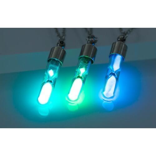 Glowing Jewelry with Silver Color Glass Hourglass Shaped Vial Necklace Glow in the Dark Pendant Necklace for Women Gift