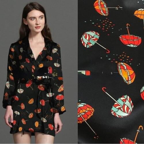 Umbrella printing stretch sewing dress digital printing wide heavy silk satin cheongsam dress wide leg pants shirt fabric meter