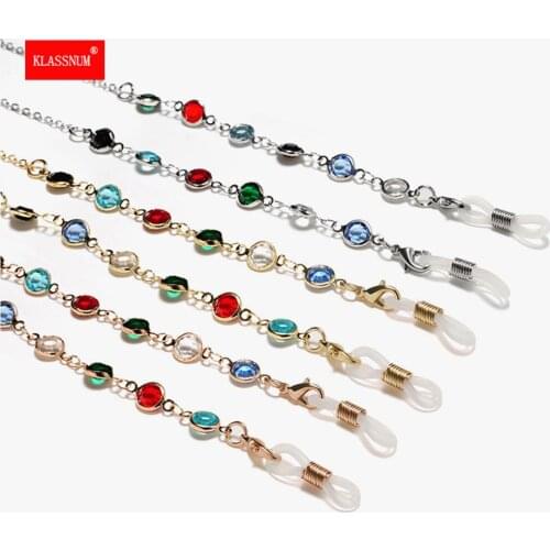 1PCs Women Gem Eyeglass Colorful Chains Glasses Face Mask Cords Holder Strap Glasses Lanyards Women Eyewear Accessories Fashion