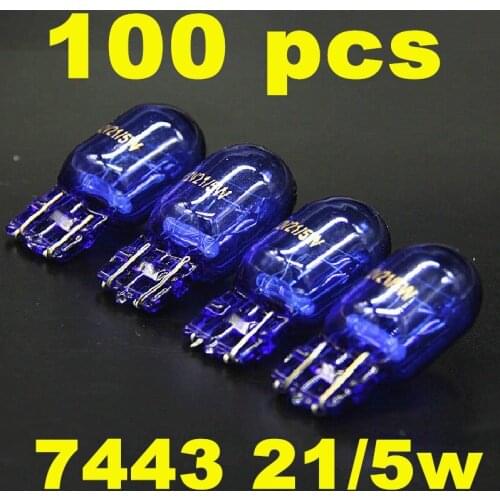 10 pcs 580 7443 W21/5W T20 Natural Blue Glass XENON Super White 12V 21/5W W3x16q Car Light Bulb Auto Lamp
