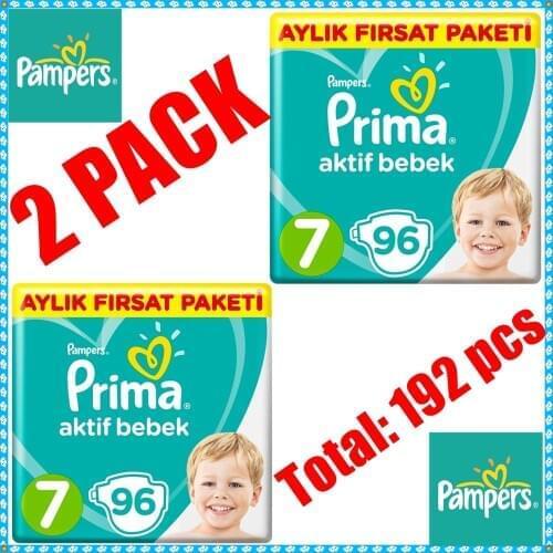 No:7 PAMPERS-PRIMA 15+kg XXL Baby Diaper Nappy Toilet Training Diapering Disposable Swaddlers 192 pcs Hypoallergenic Diapers
