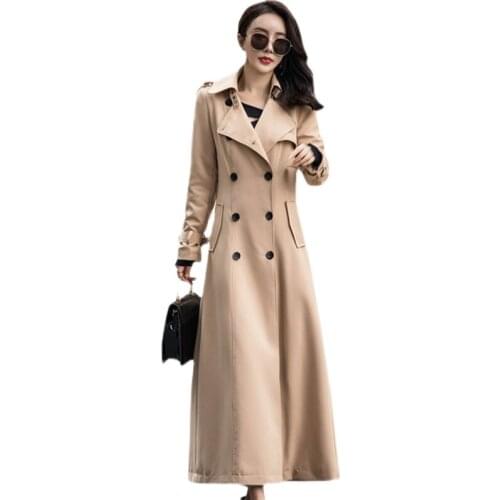 2021Spring Long Trench Coat Women Double Breasted Slim Trench Coat Female Outwear Fashion New Lady Autumn Windbreaker Outerwear