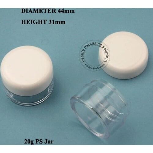 30pcs/lot Promotion 20ml PS Plastic Cream Jar White Cap Eyeshadow Cosmetic Container for Nail Art Refillable Pot 2/3OZ