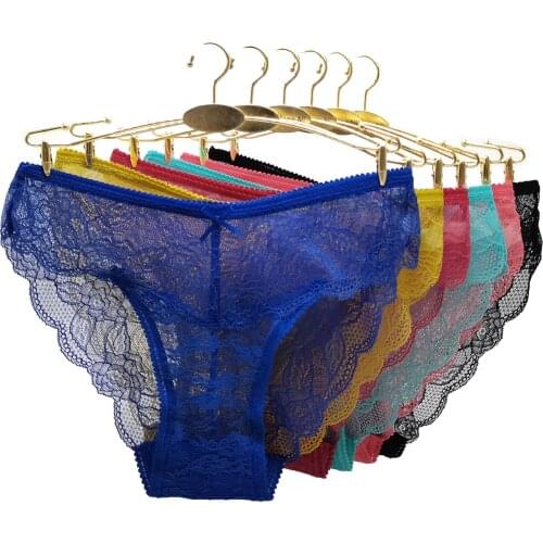 60pcs/Lot Wholesale Underwear Women Panties for Business Bulk Mix Colors Low Waist Sexy Lace Female Lingere Lady Briefs