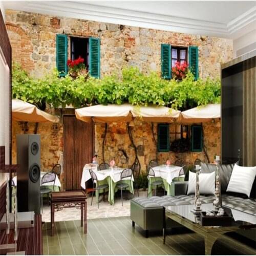 Beibehang Coffee tea restaurant hotel landscape background wall custom large mural green wallpaper papel de parede para quarto