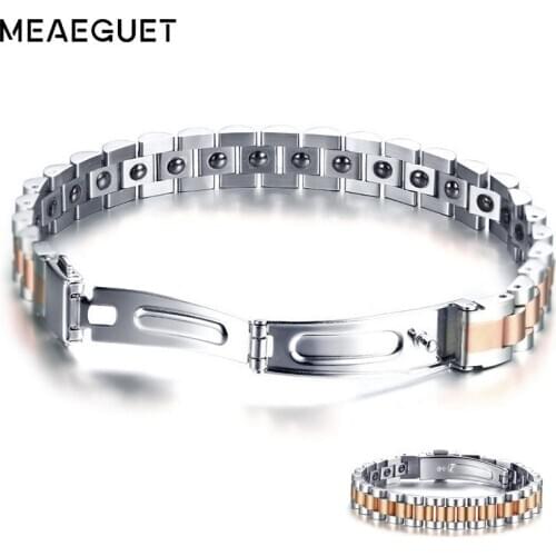 Rose Gold Stainless Steel Bracelet For Women Men Health Care Hematite Energy Power Male Casual Jewelry Hombre