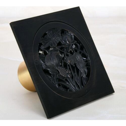 Black Oil Rubbed Bronze Square Bath Floor Drain Shower Waste Water Drainer Whr048