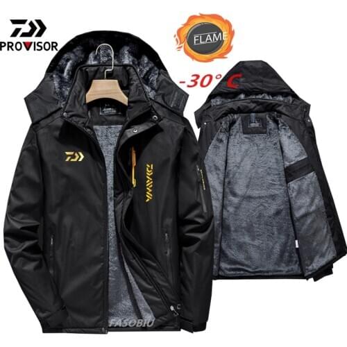 Daiwa Clothing Men Women Plus Velvet Warm Thick Windproof Winter Outdoor for Sports Fishing Clothing Plus Size Fishing Jacket