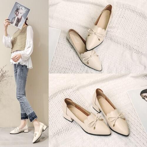 For Designer Women Pumps Slip on Mules Low Heel Casual Shoes British Block Heels Summer Pumps Footwear Pointed Autumn winter