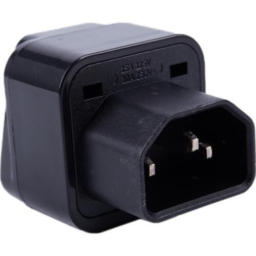 IEC 320 C14 to universal Female Power Adapter AC Power Plug Connector, Black