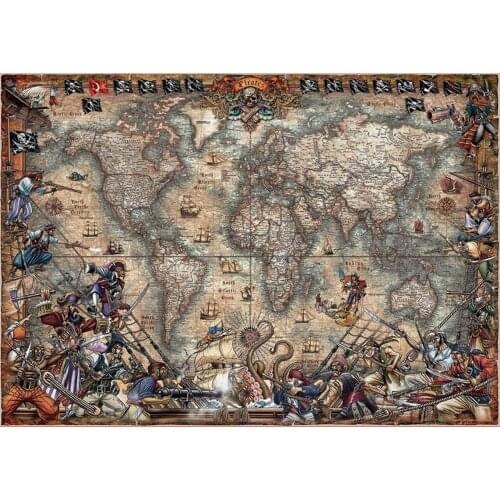 JMINE Div 5D Pirate Nautical world Map Full Diamond Painting cross stitch kits art High Quality war 3D paint by diamonds