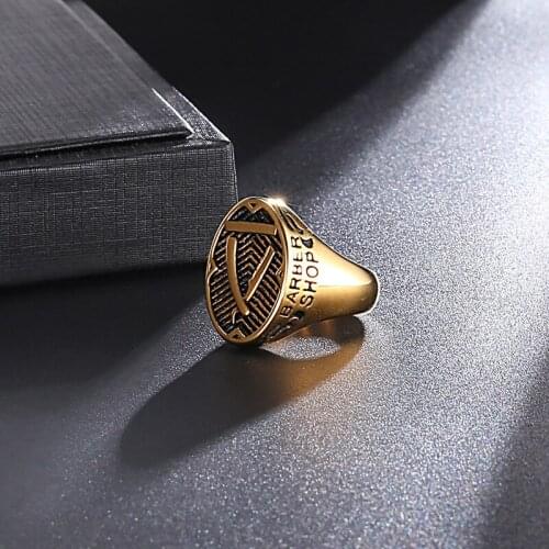 Stainless Steel Barber Razor Ring Titanium Steel Hip Hop Men Razor Ring Barber Shop Jewelry