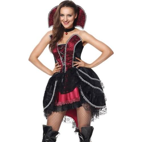Adult Vampire Queen Costume Sexy Women Halloween Devil Queen Cosplay Costume Fancy Dress