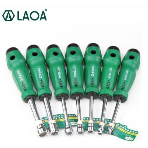 LAOA High Quality Socket Screwdriver Rubber Handle Screwdriver sleeve Tools Antislip Metal