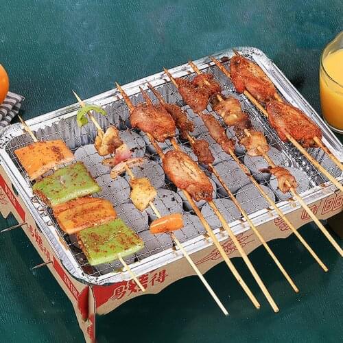 1 Set Stainless Steel Barbecue Grill Disposable Wide Application Safe Anti-rust Barbecue Charcoal Grill Camping Cookware