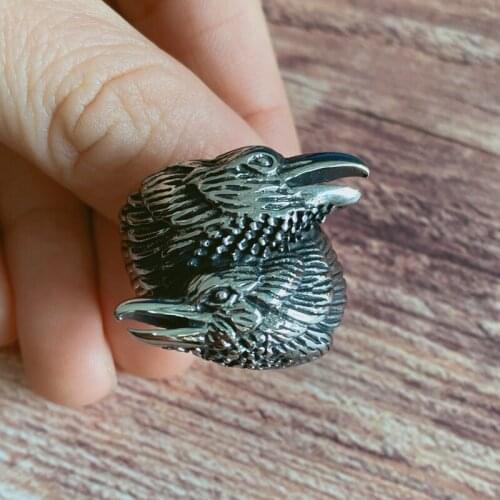 Fashion Viking Men Two Entwined Ravens Ring Norse Mythology Odin Crow Stainless Steel Rings Nordic Amulet Jewelry