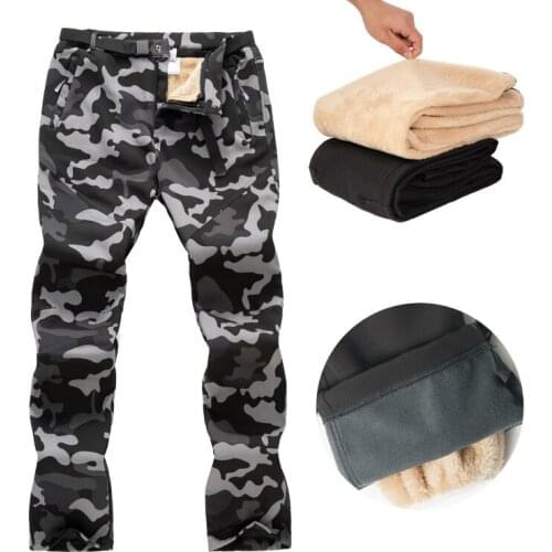 Men Winter Fleece 2 Pieces Ski Pants Women Outdoor Removable Waterproof Camouflage Trousers Hiking Trekking Climbing Skiing Pant