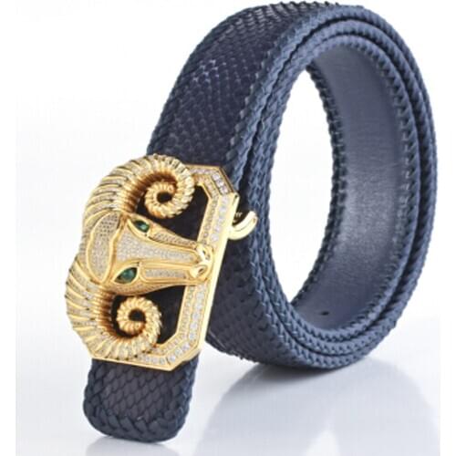 WeitasiJD men true Python skin male belt men snake belt Stainless steel buckle