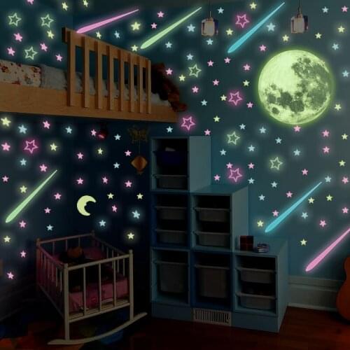 Wall Stickers Kids Room Bedroom Ceiling Home Decoration Fluorescent Glow in the Dark DIY