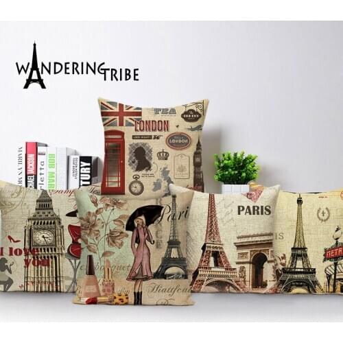 English Flag Pillow Cover London Vintage Cushions Case Decorative Custom Tower Linen British Guard Home Decor Bed Cushion Cases