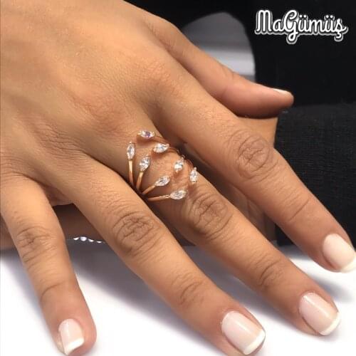 Peacock design Marquise Italian style silver ring