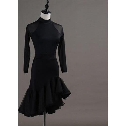 Latin Dance Dress For Women Adult/Child Long Sleeve Customed Clothes Ladies Rumba Tango Samba Salsa Dance Costumes Dress DQL3186