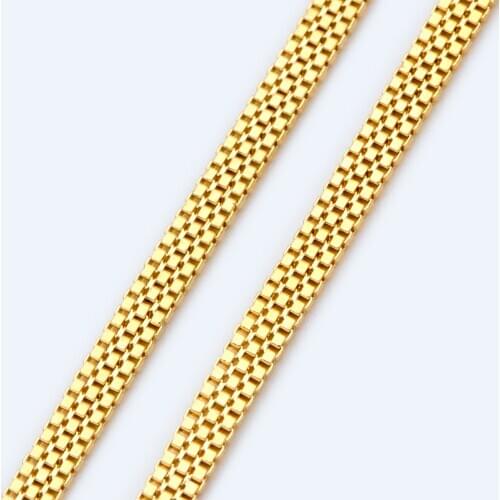 Gold Plated Brass Box Chain, Wholesale Craft Jewelry Supplies, Multi Strand Flat Box Chain (#LK-424)/ 1 Meter=3.3 Ft