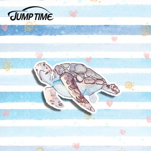 Jump Time 13cmx7.7cm Blue Turtle Car Styling Car Stickers Vinyl Tortoise Pretty Graphic Decor Window Bumper DIY Waterproof Decal