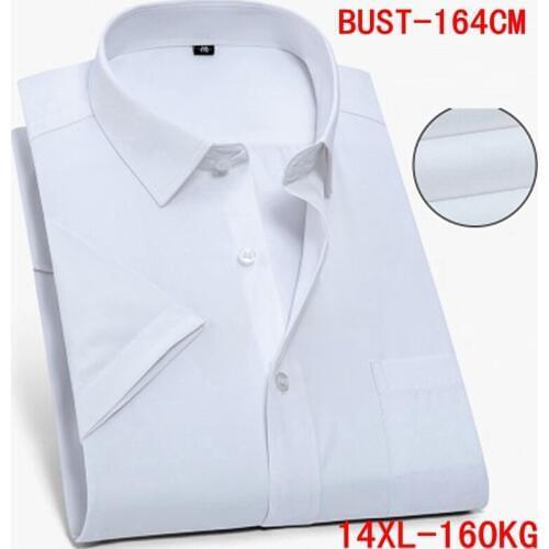 Mens Short Sleeve Big Shirt Large Size 10XL 11XL 12XL 13XL 14XL Business Office Comfortable Summer Lapel White Shirt 8XL 9XL