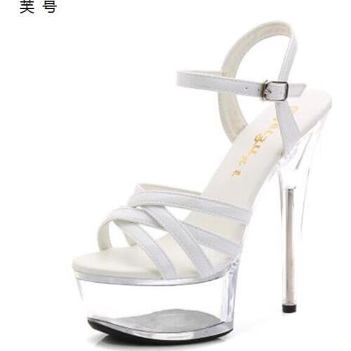 Hot Wedding Shoes Women Sandals Clear Tenacity PVC High Heel 15CM Transparent Platform Sandals Ladies Open Toe High Shoes Silver
