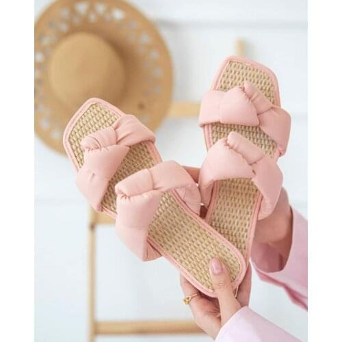 Women Wicker Soft Sole Slippers Sandals Luxury Fashion Trend İndoor and Outdoor 2021 Summer Lilac Beige Green Pink Black
