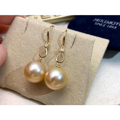 MADALENA SARARA Saltwater Pearl Akoya 18K Gold Earrings Korean Pendant Style Simple Geometric AU750 Fine Women Earring