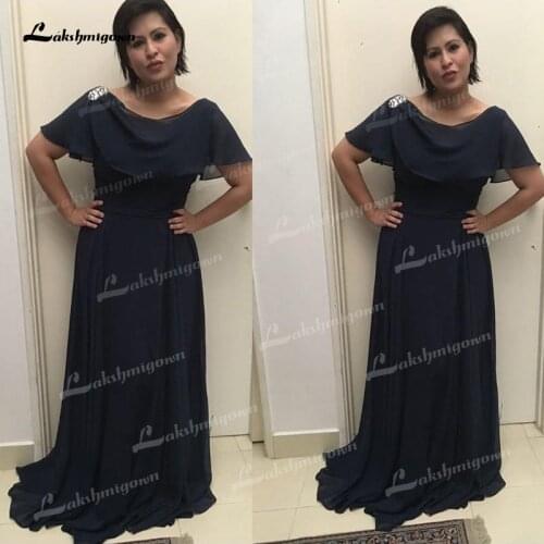 2021 Latest A-Line Scoop Short Sleeves With Beading Sweep/Brush Train Chiffon Mother Of The Bride Dresses Women Evening Party